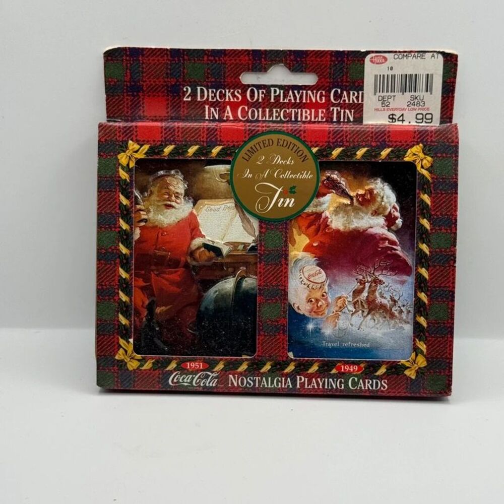 Vtg 1997 Coca-Cola Nostalgia Playing Cards 2 Decks Set in Collectible Tin